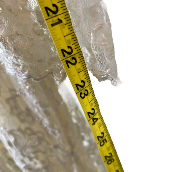 Vintage 90s Scala Cream Lace Sequin Long Sleeve Full Length Dress Small - Picture 9 of 12